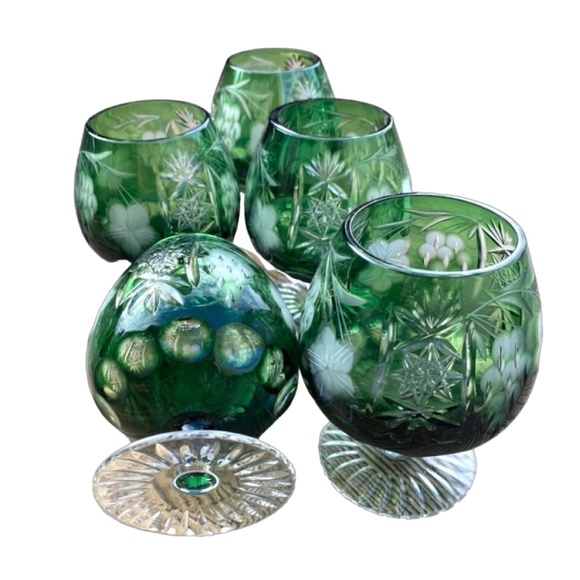 SPRSKA FABRIKA Stakla Paracin Vintage Crystal 24% Whisky Glasses 4” (5pcs) Rare